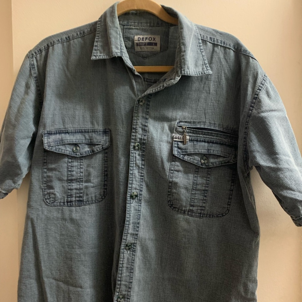 Men's Casual Blue Button-Down Shirt